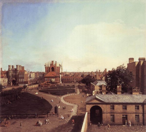 London: Whitehall and the Privy Garden from Richmond House by Canaletto - Hand-Painted Oil Painting Reproduction