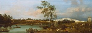 Old Walton Bridge by Canaletto Oil Painting