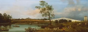 Old Walton Bridge by Canaletto Oil Painting