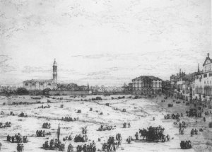 Padua: The Prato della Valle with Santa Giustinia and the Church of Misericordia Sheet 2 Oil painting by Canaletto