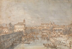 Padua; The River Bacchiglione and the Porta Portello by Canaletto Oil Painting