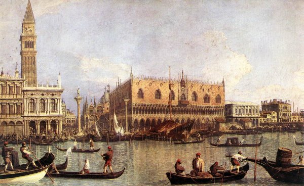 Palazzo Ducale and the Piazza di San Marco by Canaletto - Hand-Painted Oil Painting Reproduction