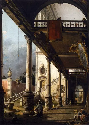 Perspective View with Portico Oil painting by Canaletto