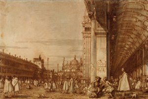 Piazza San Marco from the Southwest Corner, with the Procuratie Nuove on the Right by Canaletto Oil Painting