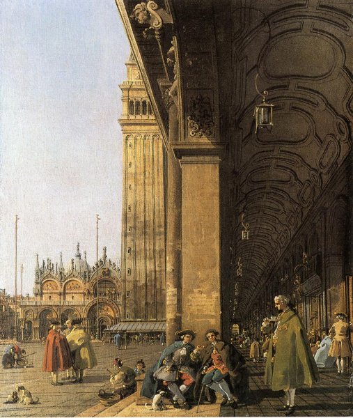 Piazza San Marco, Looking East from the Southwest Corner by Canaletto - Hand-Painted Oil Painting Reproduction
