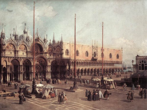 Piazza San Marco: Looking South-East by Canaletto - Hand-Painted Oil Painting Reproduction