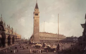 Piazza San Marco: Looking South-West by Canaletto - Oil Painting Reproduction