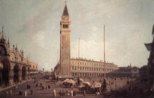 Piazza San Marco: Looking South-West by Canaletto - Hand-Painted Oil Painting Reproduction