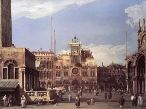 Piazza San Marco: the Clocktower by Canaletto - Oil Painting Reproduction