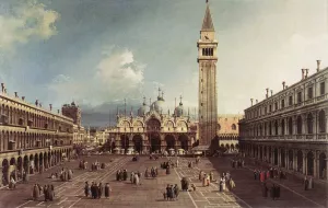 Piazza San Marco with the Basilica by Canaletto - Oil Painting Reproduction