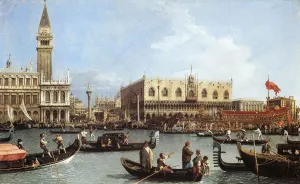 Return of the Bucentoro to the Molo on Ascension Day by Canaletto Oil Painting