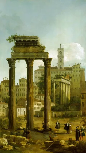 Rome: Ruins of the Forum Looking Towards the Capitol by Canaletto Oil Painting