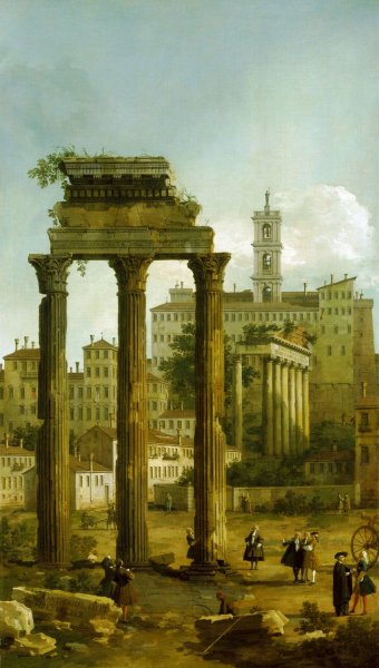 Rome: Ruins of the Forum Looking Towards the Capitol by Canaletto - Hand-Painted Oil Painting Reproduction