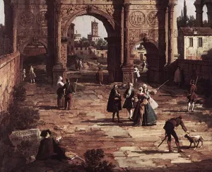 Rome: The Arch of Constantine Detail by Canaletto - Oil Painting Reproduction