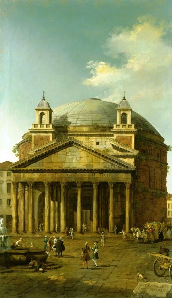 Rome: The Pantheon by Canaletto - Hand-Painted Oil Painting Reproduction