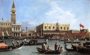 The Bacino di San Marco, Venice, Seen from the Giudecca by Canaletto Oil Painting