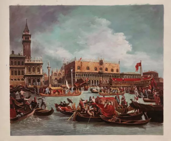 The Bucintoro Returning to the Molo on Ascension Day by Canaletto - Oil Painting Reproduction