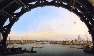 The City Seen Through an Arch of Westminster Bridge by Canaletto Oil Painting