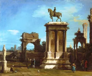 The Colleoni Monument in a Caprice Setting by Canaletto - Oil Painting Reproduction
