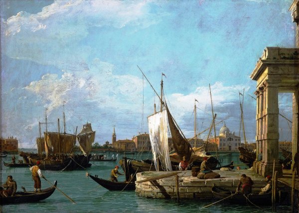 The Dogana in Venice by Canaletto - Hand-Painted Oil Painting Reproduction