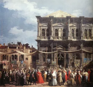 The Feast Day of St Roch Detail by Canaletto Oil Painting
