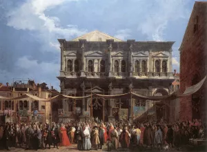 The Feast Day of St Roch by Canaletto Oil Painting
