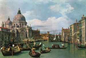 The Grand Canal and the Church of the Salute by Canaletto Oil Painting