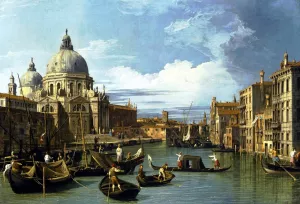 The Grand Canal and the Church Santa Maria della Salute by Canaletto Oil Painting