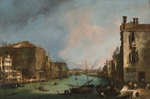 The Grand Canal in Venice with the Palazzo Corner Ca'Grande by Canaletto Oil Painting