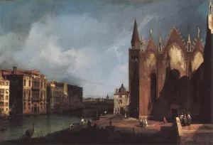 The Grand Canal near Santa Maria della Carita by Canaletto Oil Painting