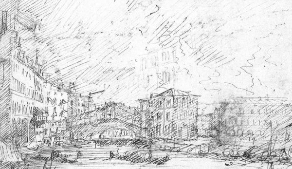 Main Product Photo of The Grand Canal Near the Ponte del Rialto Painting by Canaletto