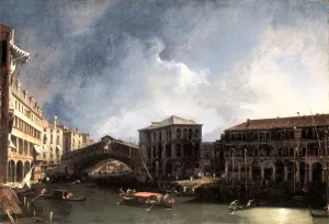 The Grand Canal Near the Ponte di Rialto Oil painting by Canaletto