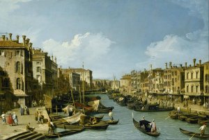 The Grand Canal near the Rialto Bridge, Venice Oil painting by Canaletto