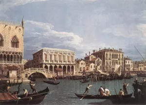 The Molo and the Riva degli Schiavoni from the Bacino di San Marco painting by Canaletto