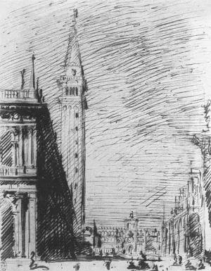 The Piazzetta Looking towards the Torre dell'Orologio Oil painting by Canaletto