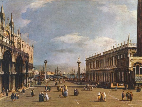 The Piazzetta by Canaletto - Hand-Painted Oil Painting Reproduction