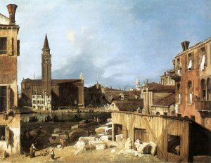 The Stonemason's Yard by Canaletto Oil Painting