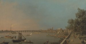 The Thames from the Terrace of Somerset House, Looking toward Westminster by Canaletto Oil Painting