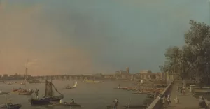 The Thames from the Terrace of Somerset House, Looking toward Westminster by Canaletto Oil Painting