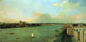 The Thames with St. Paul's Cathedral by Canaletto Oil Painting