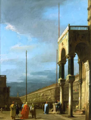 Venice: Piazza San Marco from a Corner of the Basilica by Canaletto Oil Painting