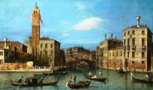 Venice: S. Geremia and the Entrance to the Cannaregio by Canaletto Oil Painting