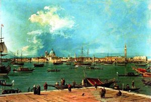 Venice: The Bacino di San Marco from San Giogio Maggiore by Canaletto Oil Painting
