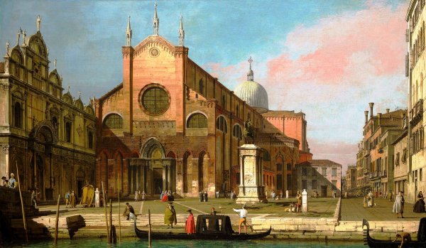 Venice: The Campo SS. Giovanni e Paolo by Canaletto - Hand-Painted Oil Painting Reproduction