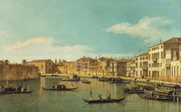 Venice, the Canale di Santa Chiara  by Canaletto - Hand-Painted Oil Painting Reproduction