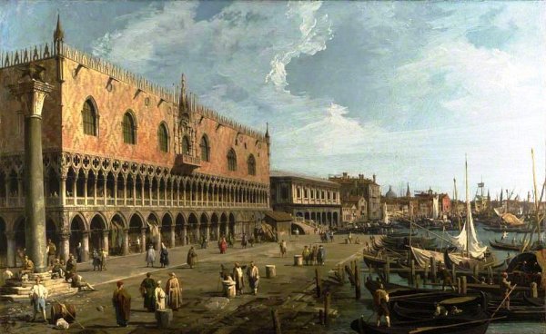 Main Product Photo of Venice: The Doge's Palace and the Riva degli Schiavoni Painting by Canaletto