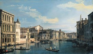 Venice: The Grand Canal from Palazzo Flangini to the Church of San Marcuola by Canaletto Oil Painting