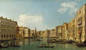Venice, the Grand Canal from the Palazzo Foscari to the Carita by Canaletto Oil Painting