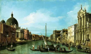 Venice: The Grand Canal with the Scalzi and S. Simione Piccoli by Canaletto Oil Painting
