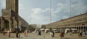 Venice, the Molo with Santa Maria della Salute by Canaletto Oil Painting